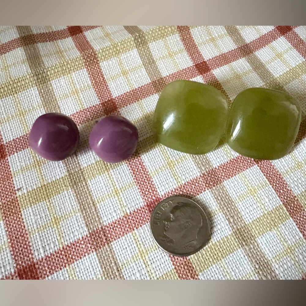 Green & Purple Stud Earrings | Minimalist Statement | Unique Pair